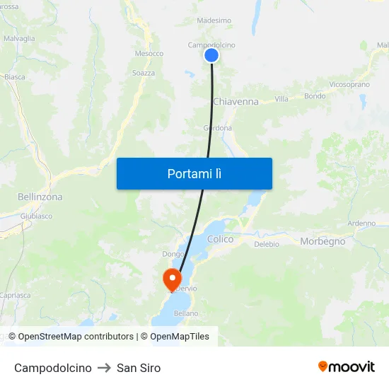 Campodolcino to San Siro map