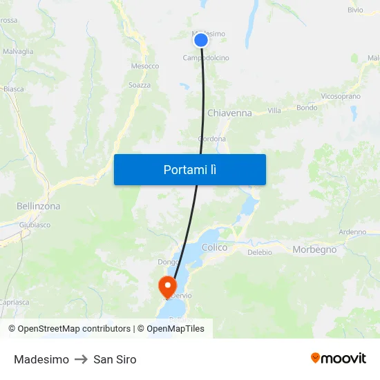 Madesimo to San Siro map