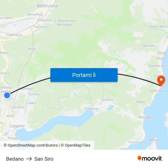 Bedano to San Siro map