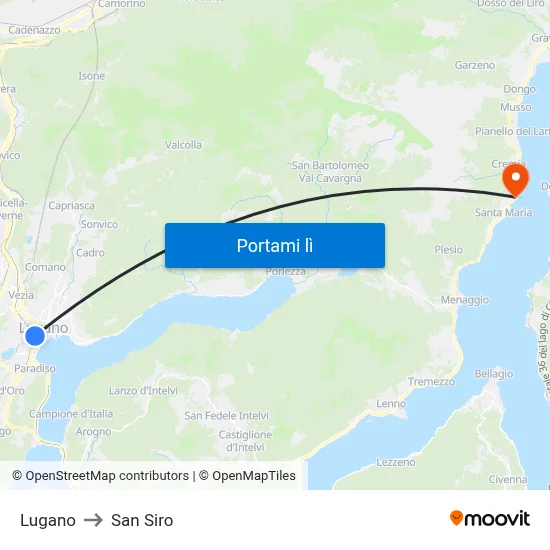 Lugano to San Siro map