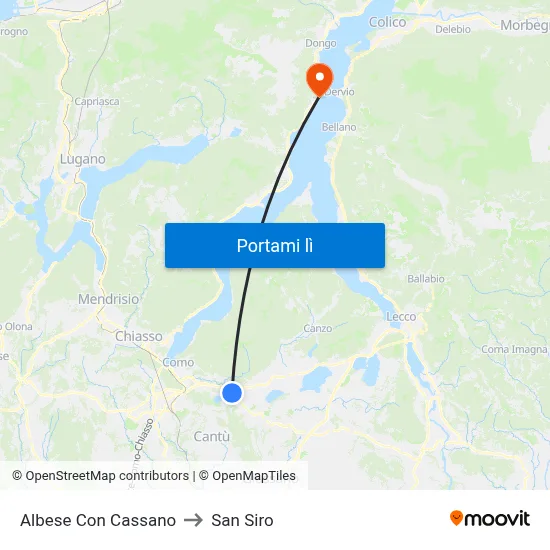 Albese Con Cassano to San Siro map