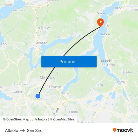 Albiolo to San Siro map