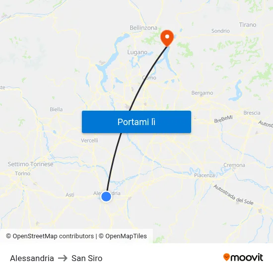 Alessandria to San Siro map