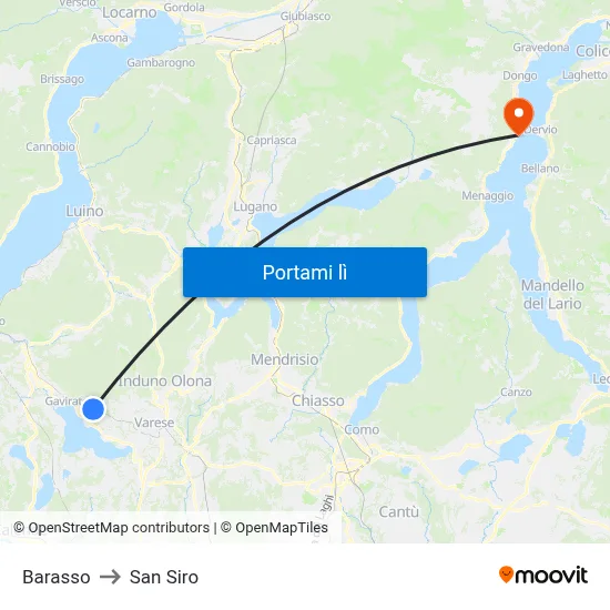 Barasso to San Siro map