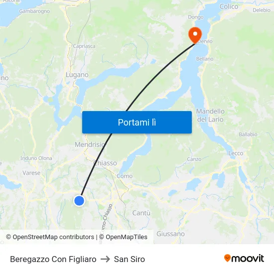 Beregazzo Con Figliaro to San Siro map
