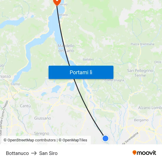 Bottanuco to San Siro map