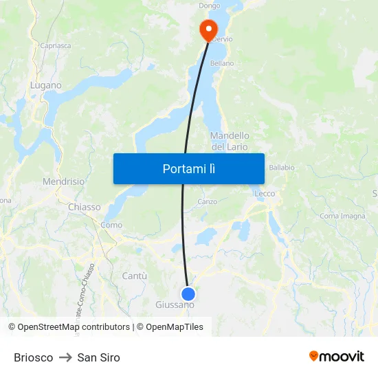 Briosco to San Siro map