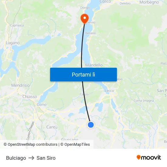 Bulciago to San Siro map