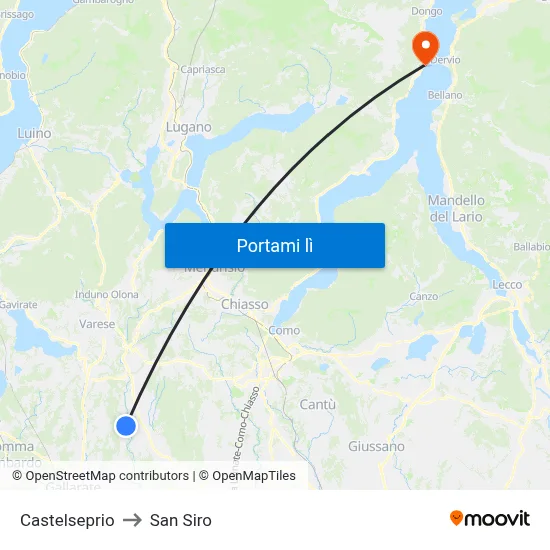 Castelseprio to San Siro map