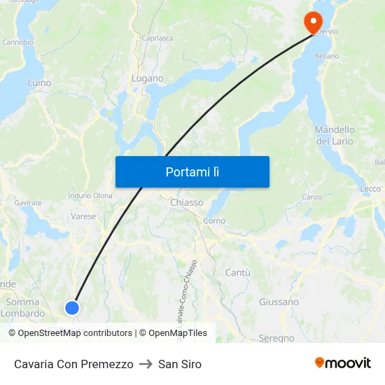 Cavaria Con Premezzo to San Siro map