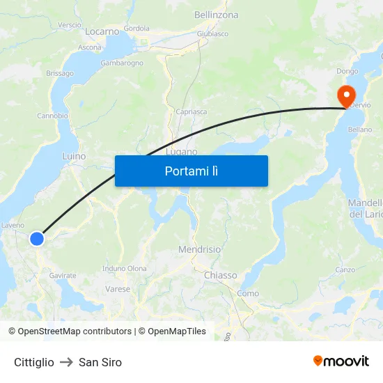 Cittiglio to San Siro map