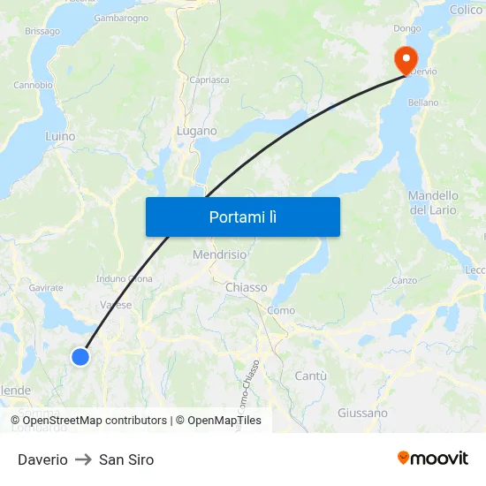 Daverio to San Siro map