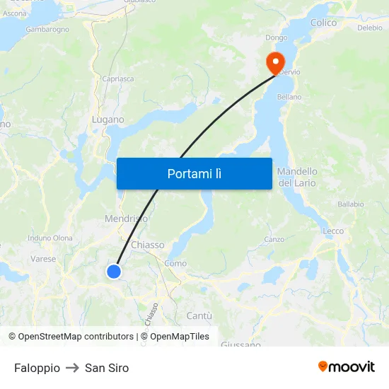 Faloppio to San Siro map