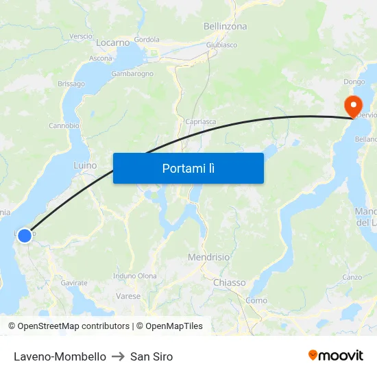 Laveno-Mombello to San Siro map
