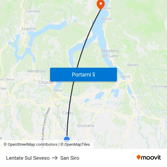 Lentate Sul Seveso to San Siro map