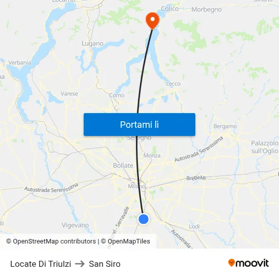 Locate Di Triulzi to San Siro map