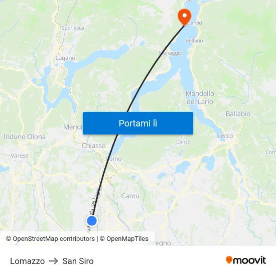Lomazzo to San Siro map