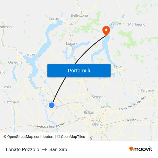 Lonate Pozzolo to San Siro map