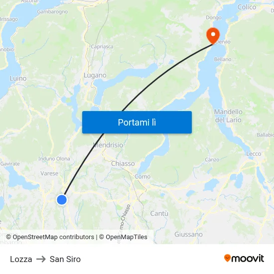 Lozza to San Siro map