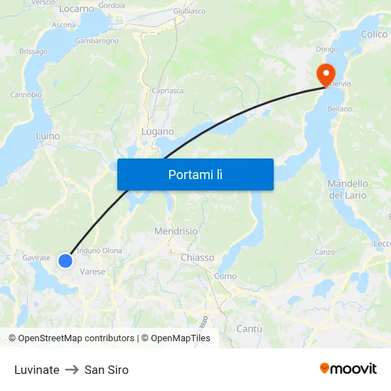 Luvinate to San Siro map
