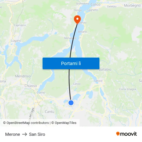 Merone to San Siro map
