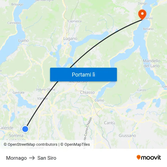 Mornago to San Siro map