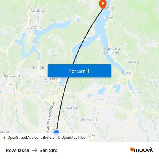 Rovellasca to San Siro map