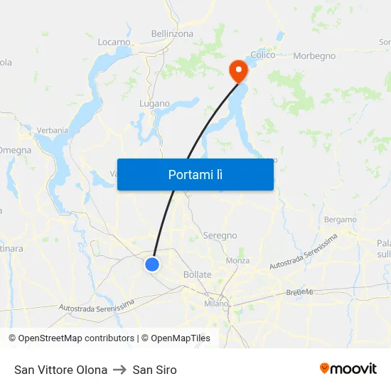 San Vittore Olona to San Siro map