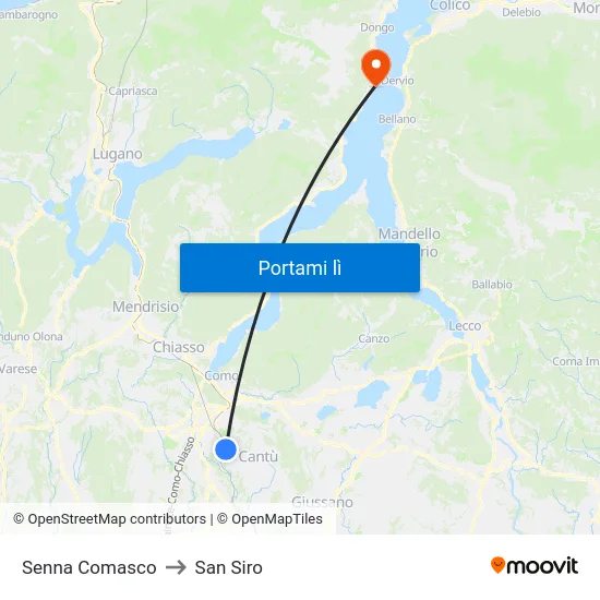 Senna Comasco to San Siro map