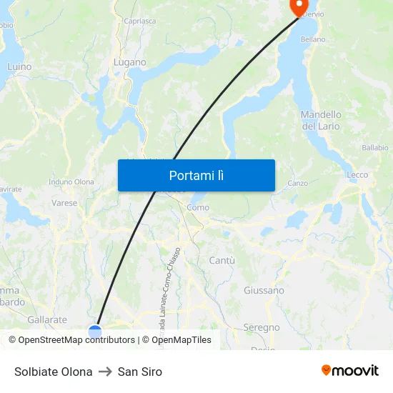 Solbiate Olona to San Siro map