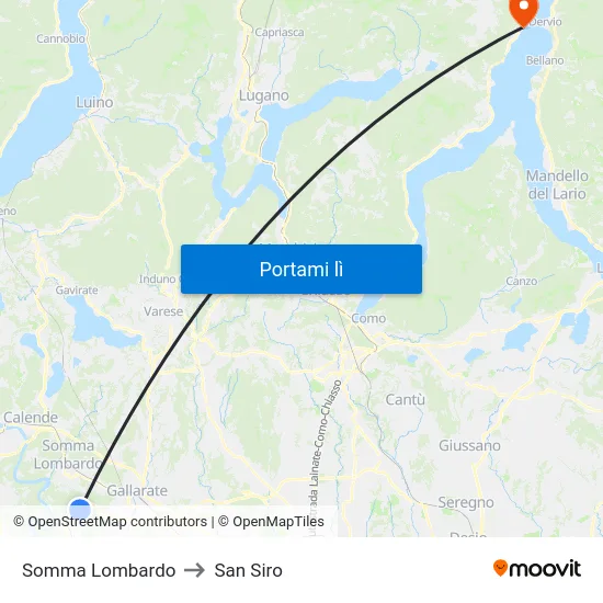 Somma Lombardo to San Siro map