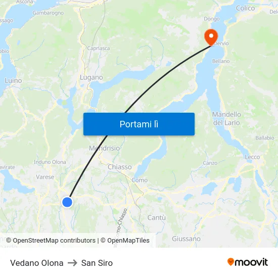 Vedano Olona to San Siro map