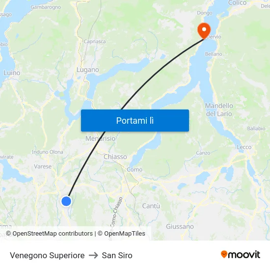 Venegono Superiore to San Siro map