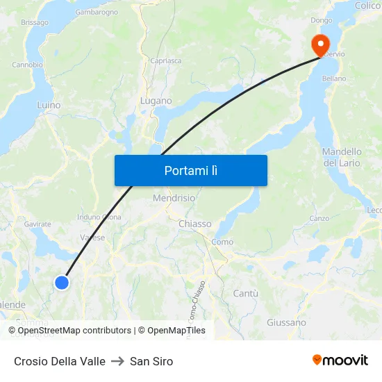 Crosio Della Valle to San Siro map