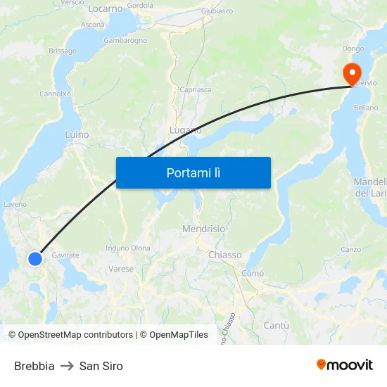 Brebbia to San Siro map