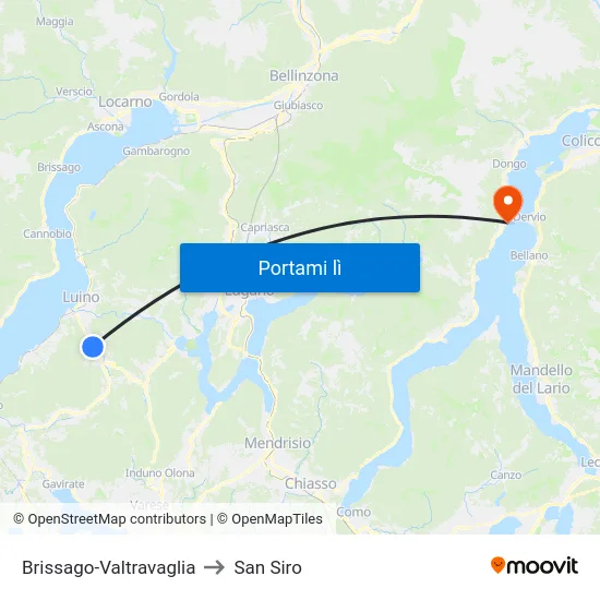 Brissago-Valtravaglia to San Siro map