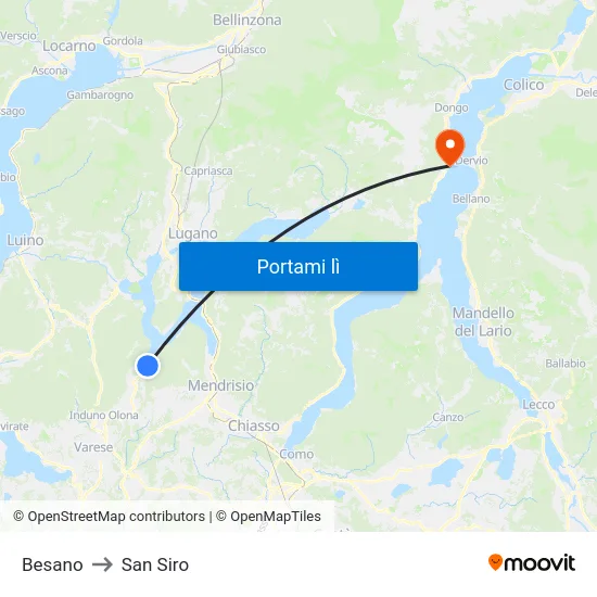 Besano to San Siro map