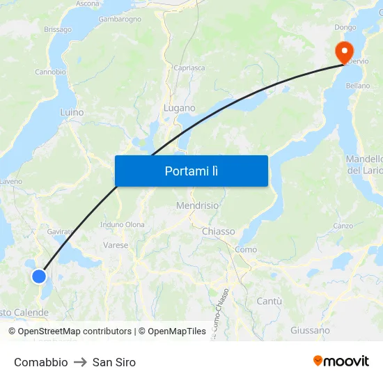 Comabbio to San Siro map