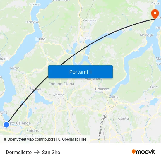 Dormelletto to San Siro map