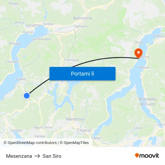 Mesenzana to San Siro map