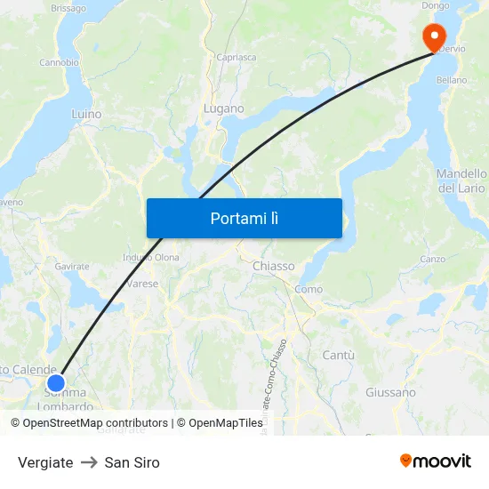 Vergiate to San Siro map
