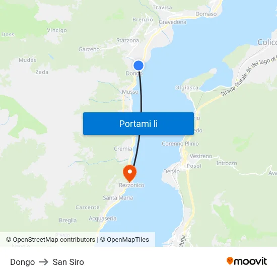Dongo to San Siro map