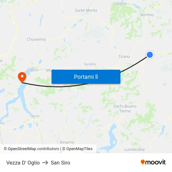 Vezza D' Oglio to San Siro map