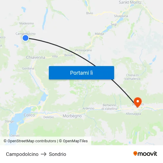 Campodolcino to Sondrio map