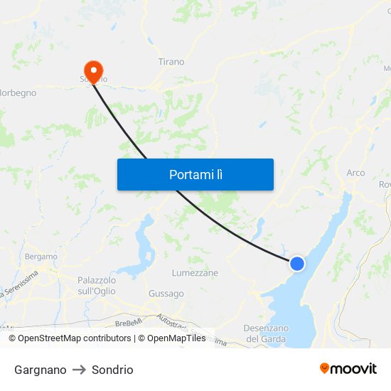 Gargnano to Sondrio map