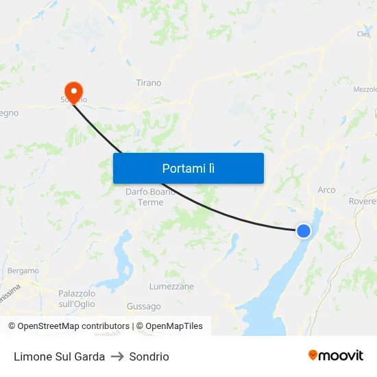 Limone Sul Garda to Sondrio map