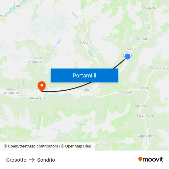 Grosotto to Sondrio map