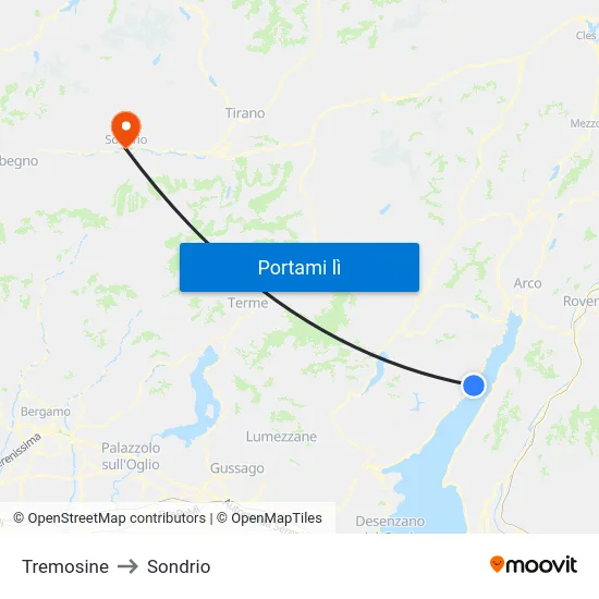 Tremosine to Sondrio map