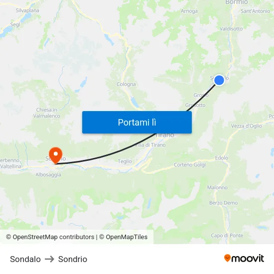 Sondalo to Sondrio map