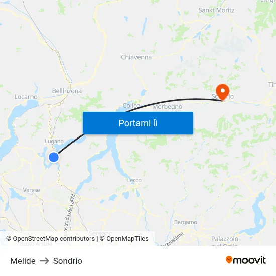 Melide to Sondrio map